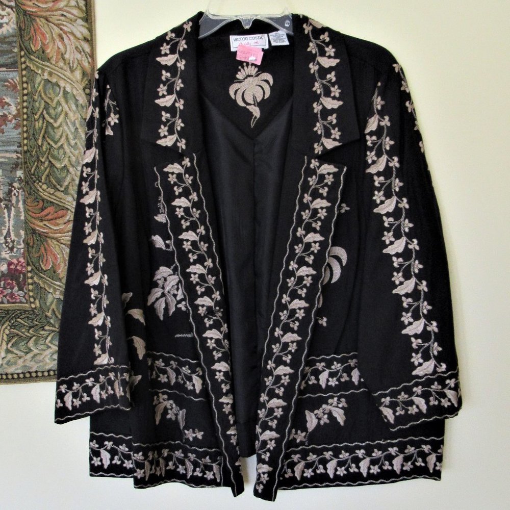 VICTOR COSTA EMBROIDERED JACKET PLUS SIZE 1X